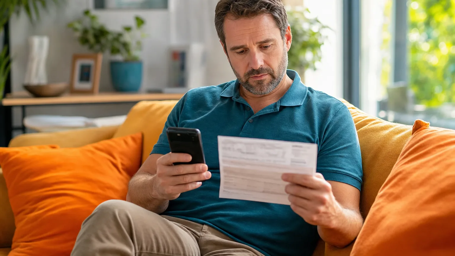 A man comparing his bill with his phone while weighing a ChatGPT Plus alternative
