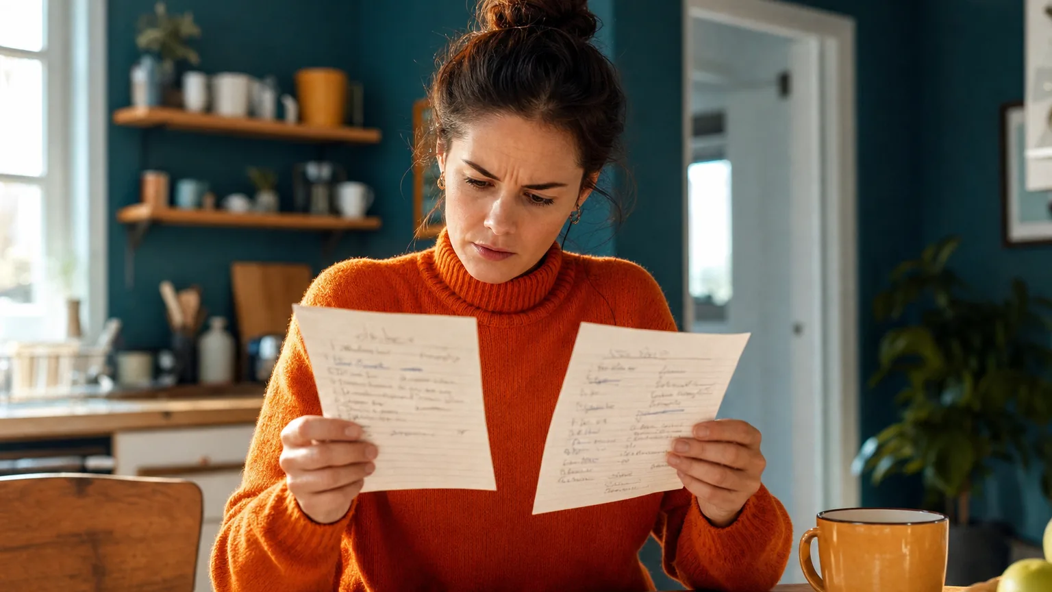 A woman creator comparing two handwritten lists to pick a free AI API key